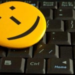 Smile emoticon on the laptop keyboard